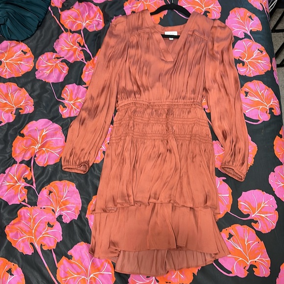 Current air small boho chic long sleeve dress rare ginger salmon color - Picture 2 of 10